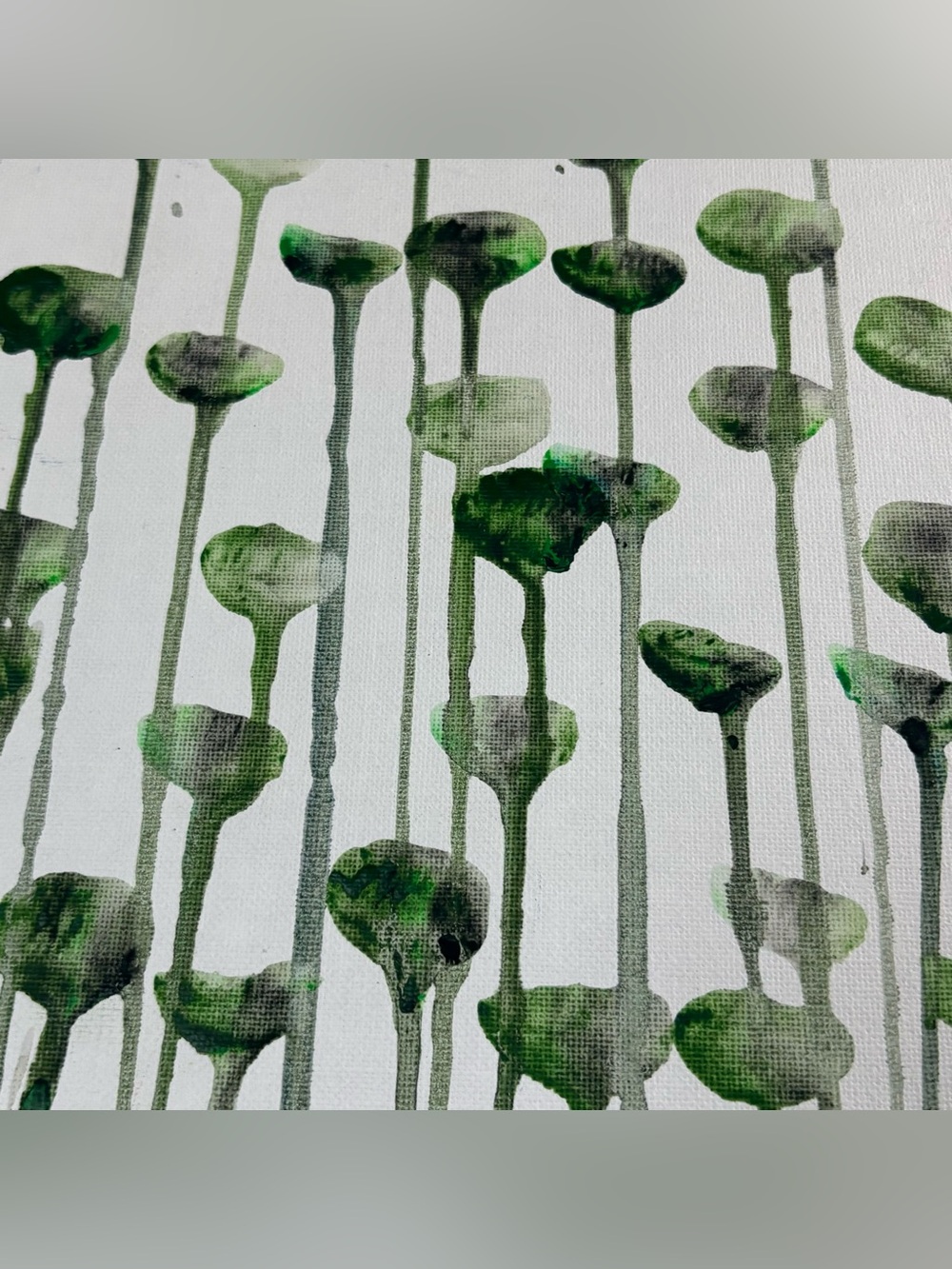 Green Acrylic Abstract Botanical Small Canvas Painting  size-‎ 10in x 8in - Picture 3 of 7
